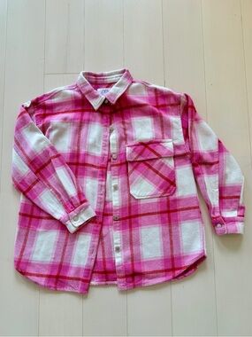 ZARA Girls Pink Plaid Flannel Shirt Jacket Sz 11-12